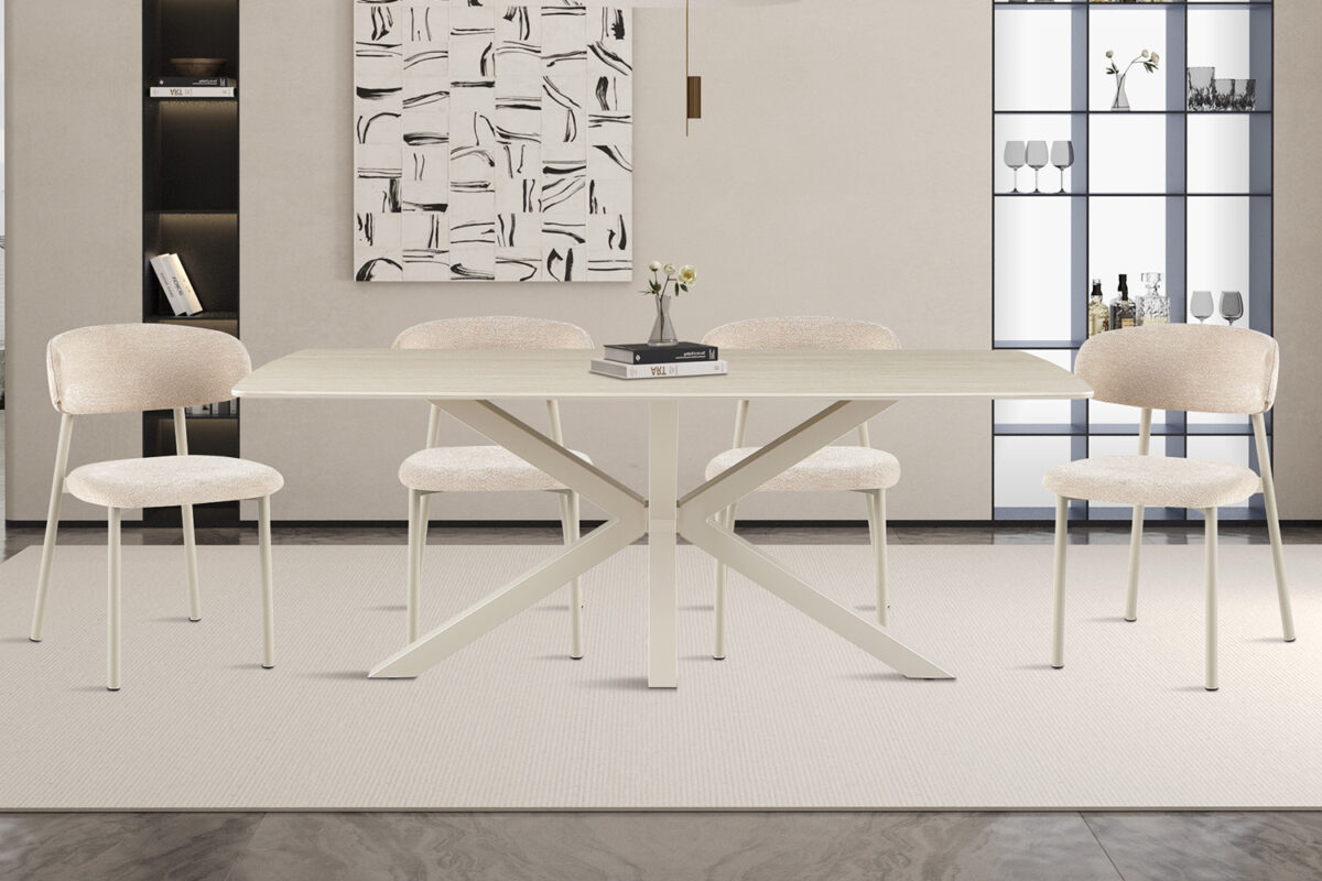 Eettafel Helsinki Deens ovaal 180 cm steen barok beige – foto 2