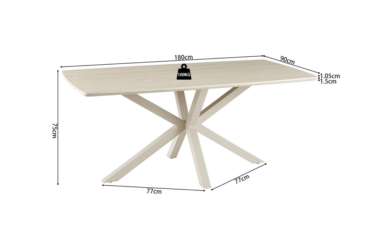 Eettafel Helsinki Deens ovaal 180 cm steen barok beige – foto 9