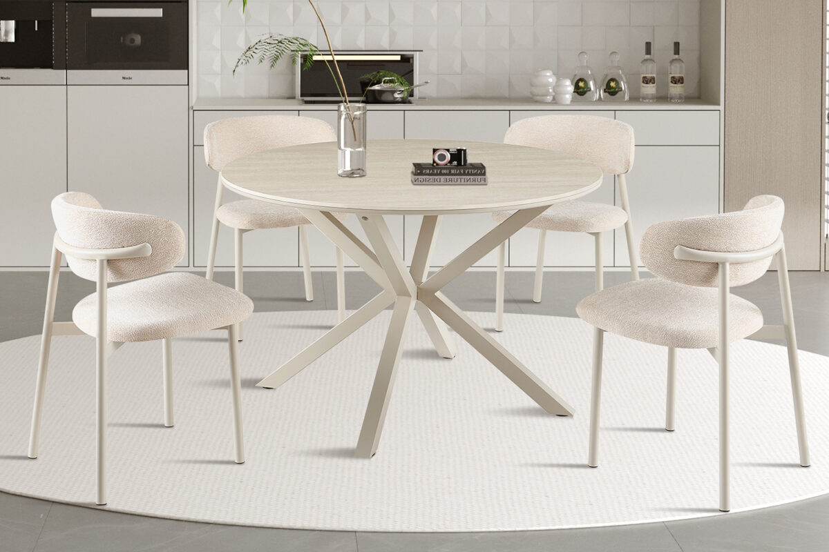 Eettafel Helsinki Rond 120 cm steen barok beige Scandinavisch – foto 2