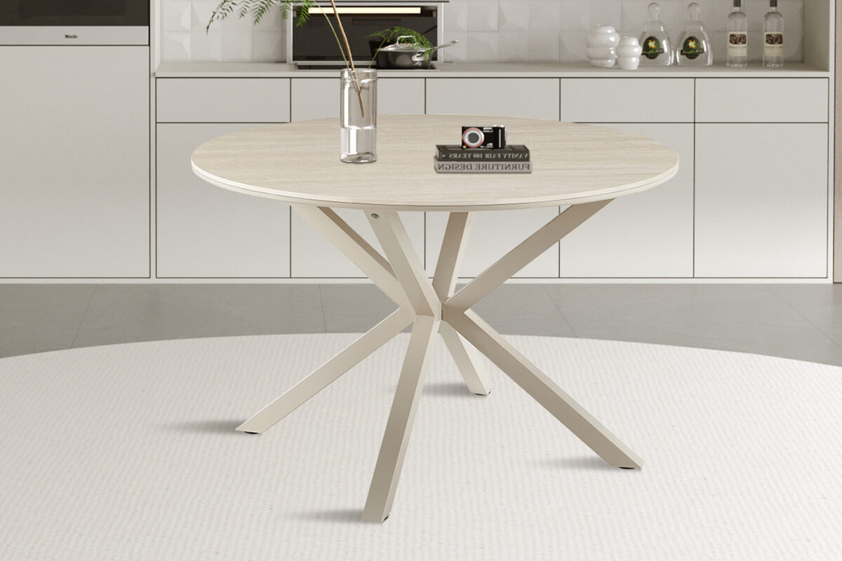 Eettafel Helsinki Rond 120 cm steen barok beige Scandinavisch – foto 3