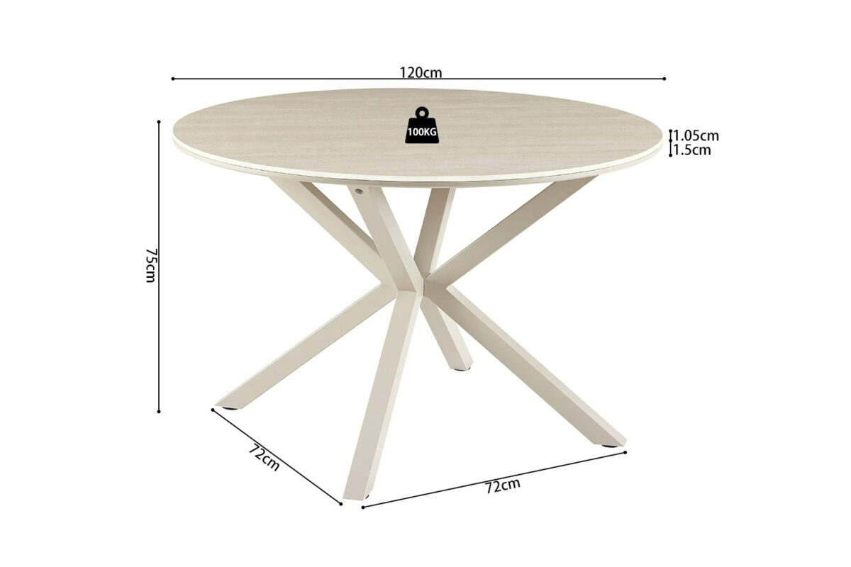 Eettafel Helsinki Rond 120 cm steen barok beige Scandinavisch – foto 8