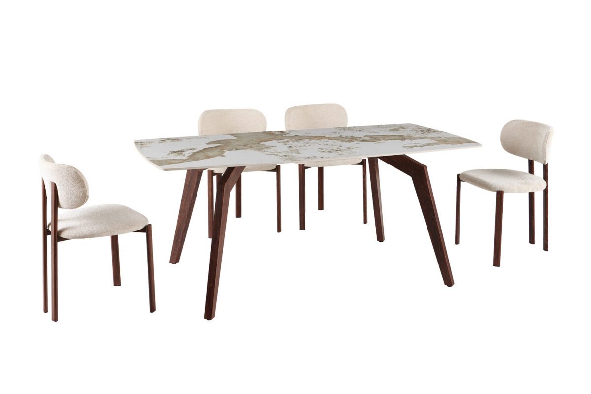 Eettafel Como 180x90 cm marmerlook walnoot Hotel chique – foto 4
