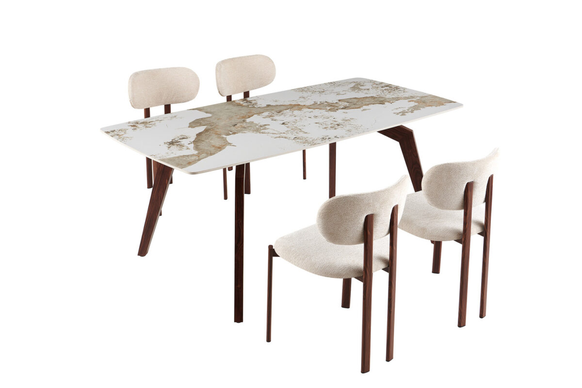 Eettafel Como 180x90 cm marmerlook walnoot Hotel chique – foto 5