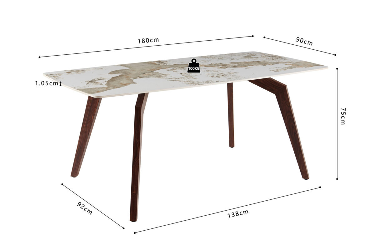 Eettafel Como 180x90 cm marmerlook walnoot Hotel chique – foto 9