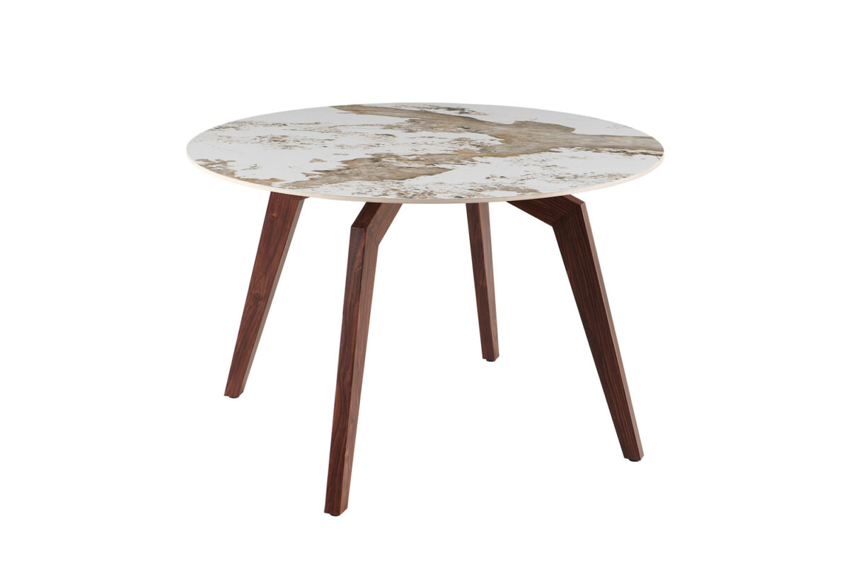 Eettafel Como Rond 120 cm marmerlook walnoot Hotel chique – foto 4