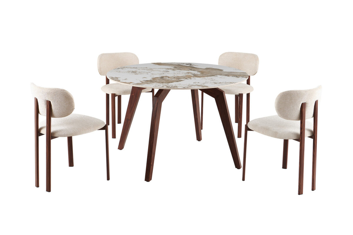 Eettafel Como Rond 120 cm marmerlook walnoot Hotel chique – foto 5