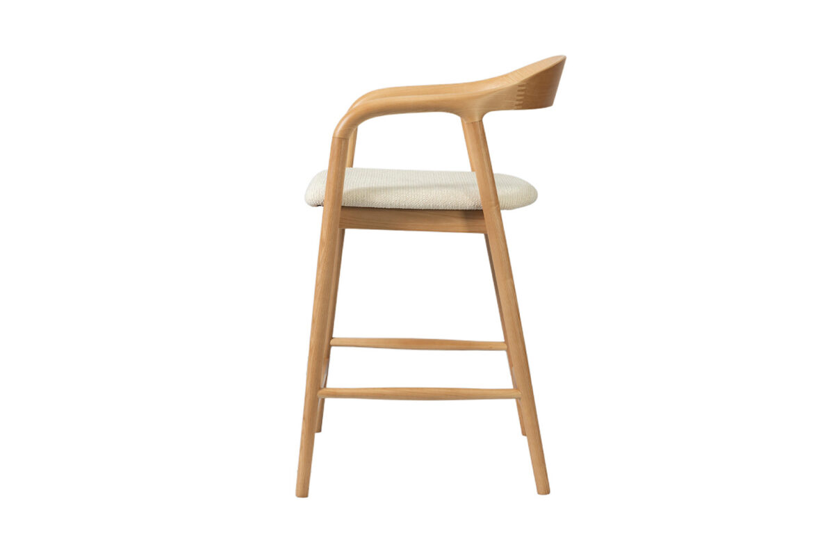 Counterstoel Cannes Met armleuning naturel beige stof Japandi – foto 11