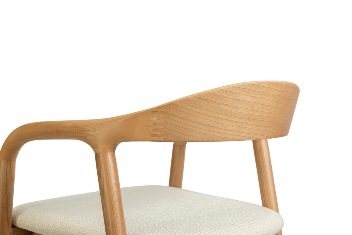 Counterstoel Cannes Met armleuning naturel beige stof Japandi – foto 18