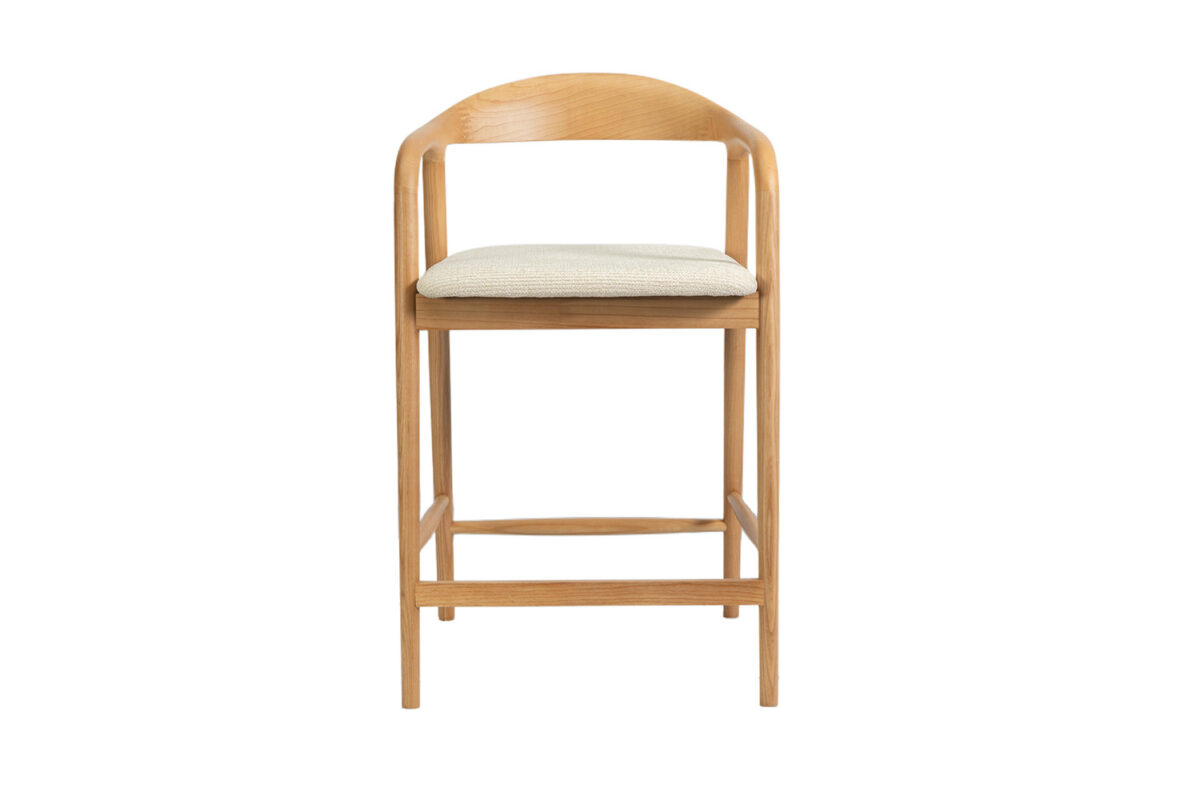 Counterstoel Cannes Met armleuning naturel beige stof Japandi – foto 4
