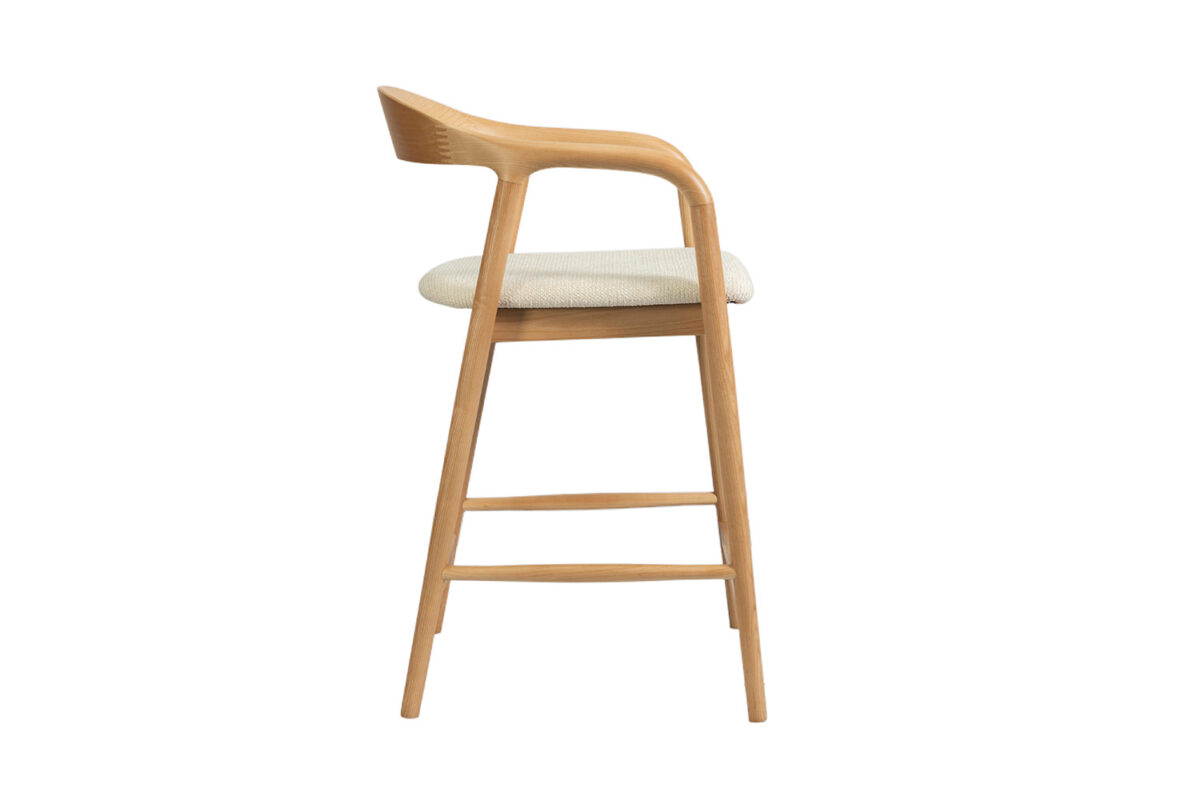 Counterstoel Cannes Met armleuning naturel beige stof Japandi – foto 7