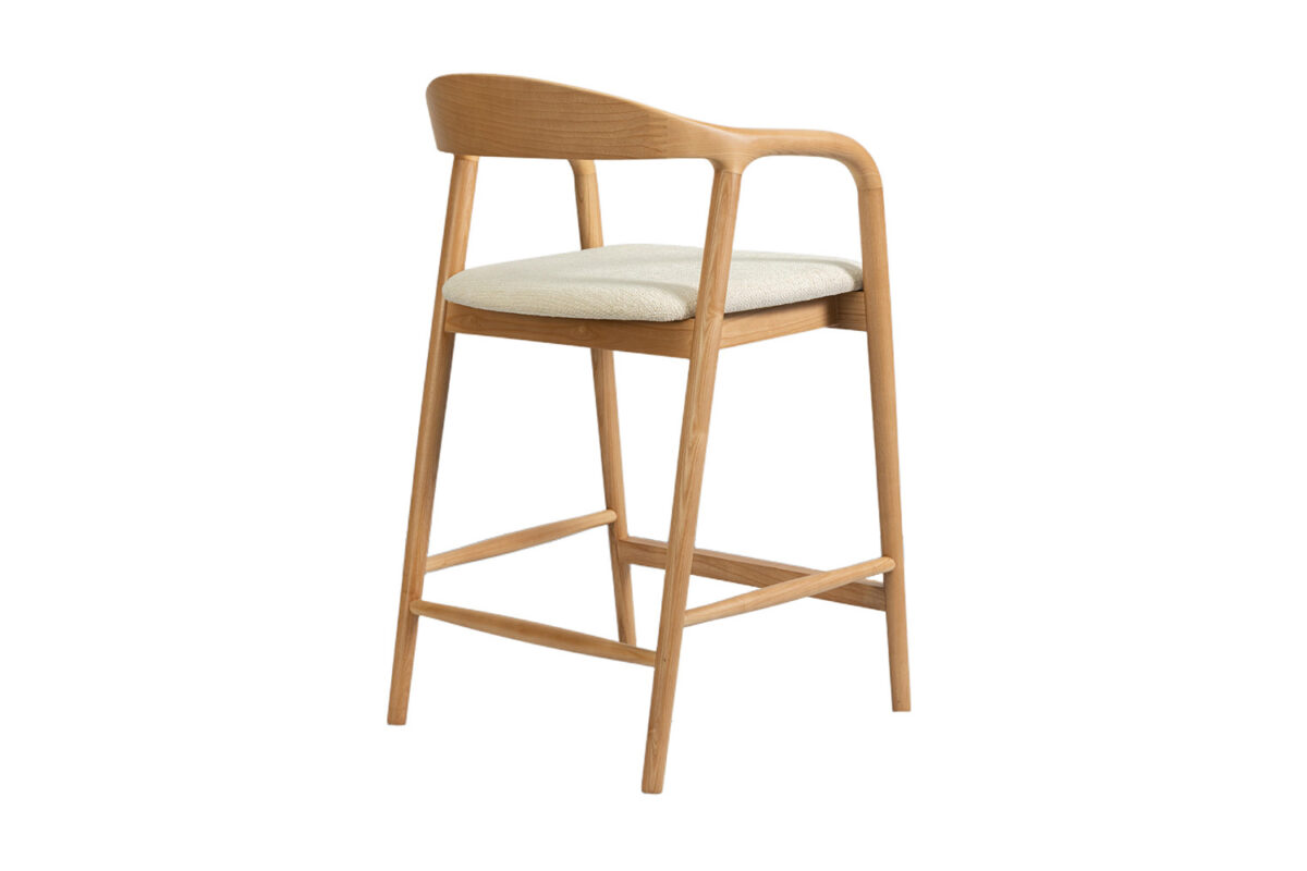 Counterstoel Cannes Met armleuning naturel beige stof Japandi – foto 9