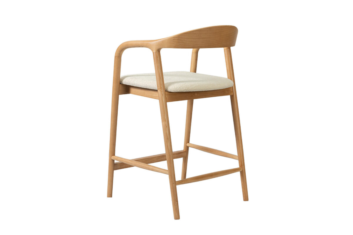 Counterstoel Cannes Met armleuning naturel beige stof Japandi – foto 10