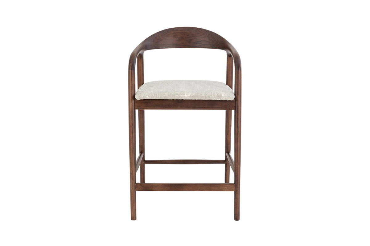 Counterstoel Cannes Met armleuning walnoot beige stof Japandi – foto 4