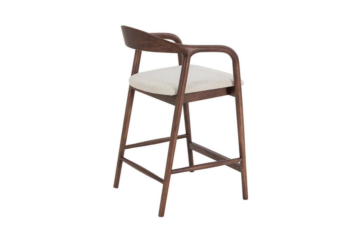 Counterstoel Cannes Met armleuning walnoot beige stof Japandi – foto 6
