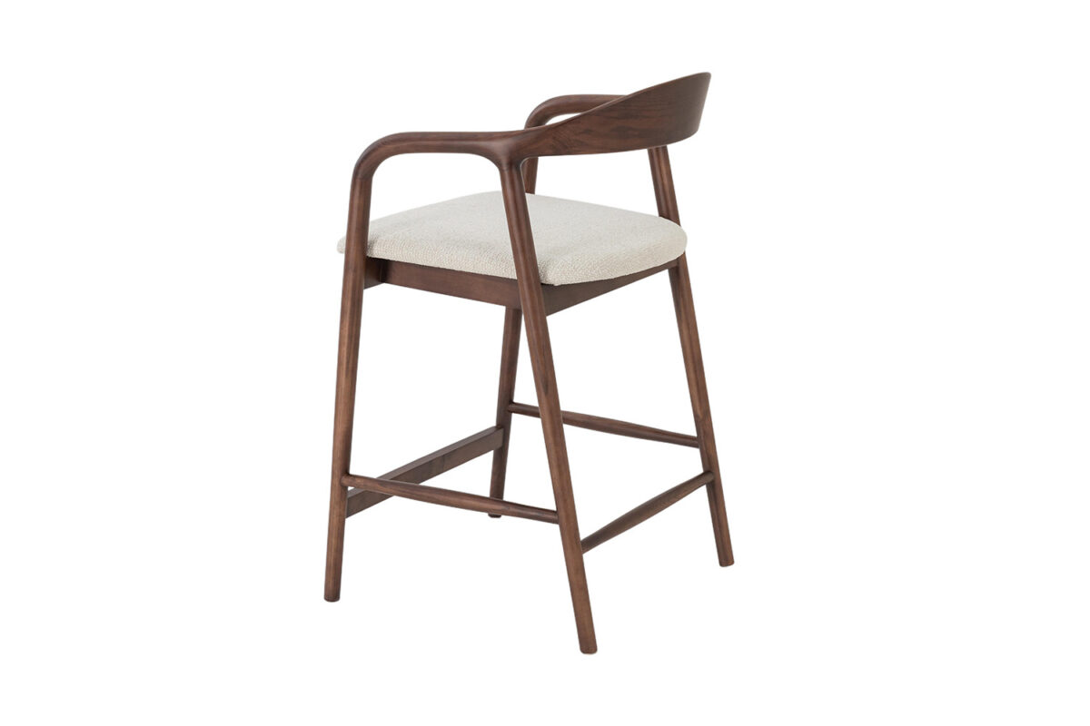 Counterstoel Cannes Met armleuning walnoot beige stof Japandi – foto 8