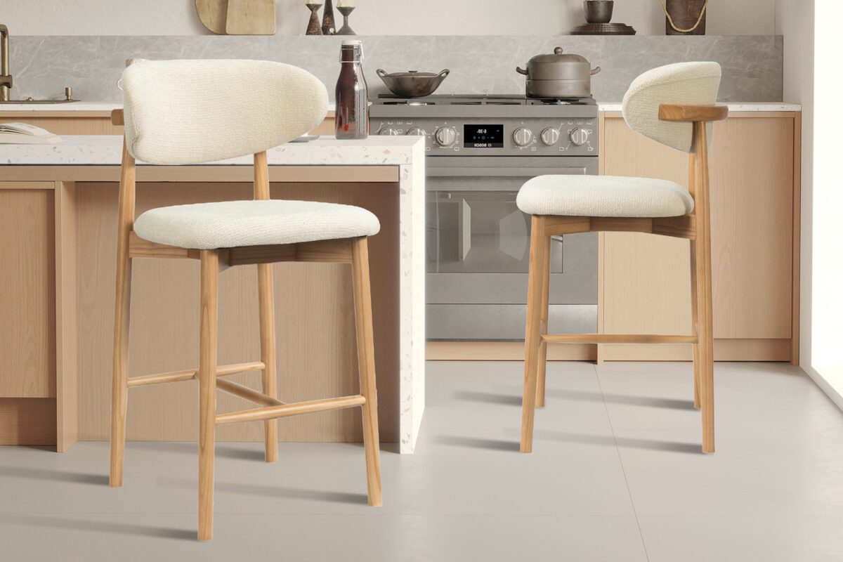Counterstoel Torino Zonder armleuning naturel beige stof Japandi