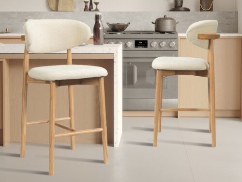 Counterstoel Torino Zonder armleuning naturel beige stof Japandi