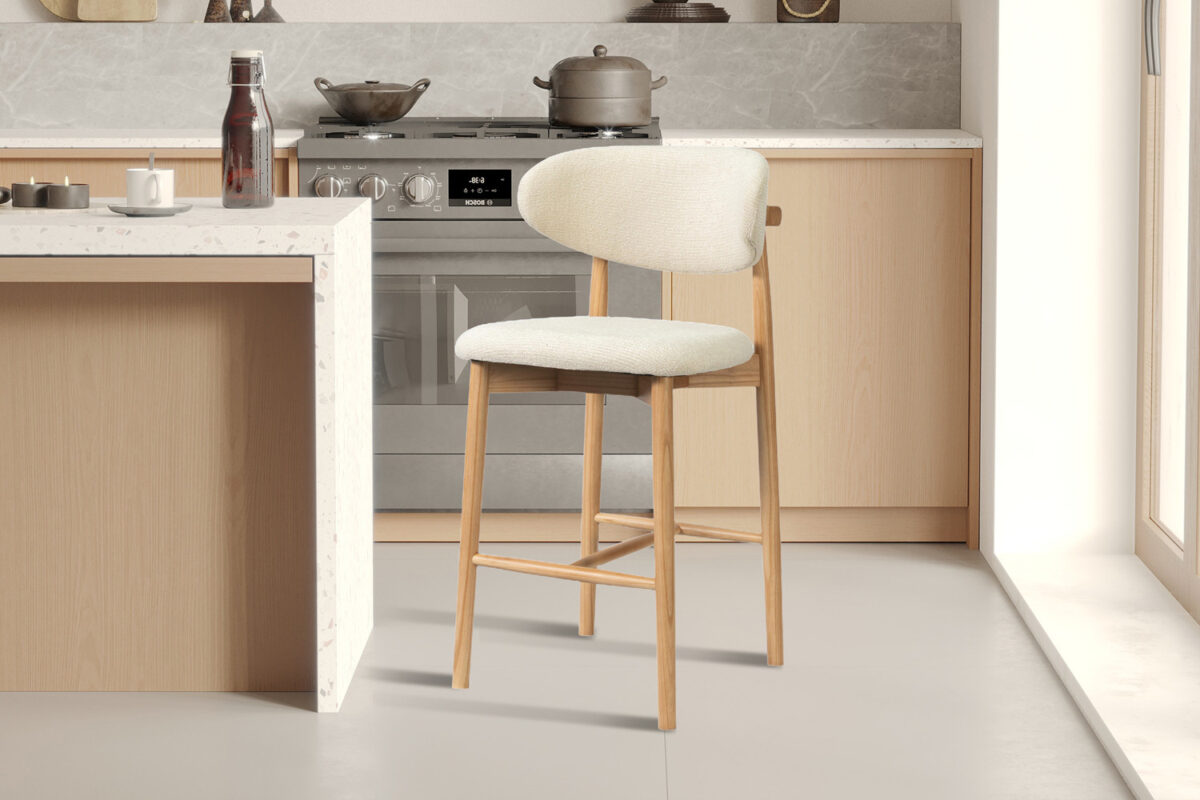 Counterstoel Torino Zonder armleuning naturel beige stof Japandi – foto 2
