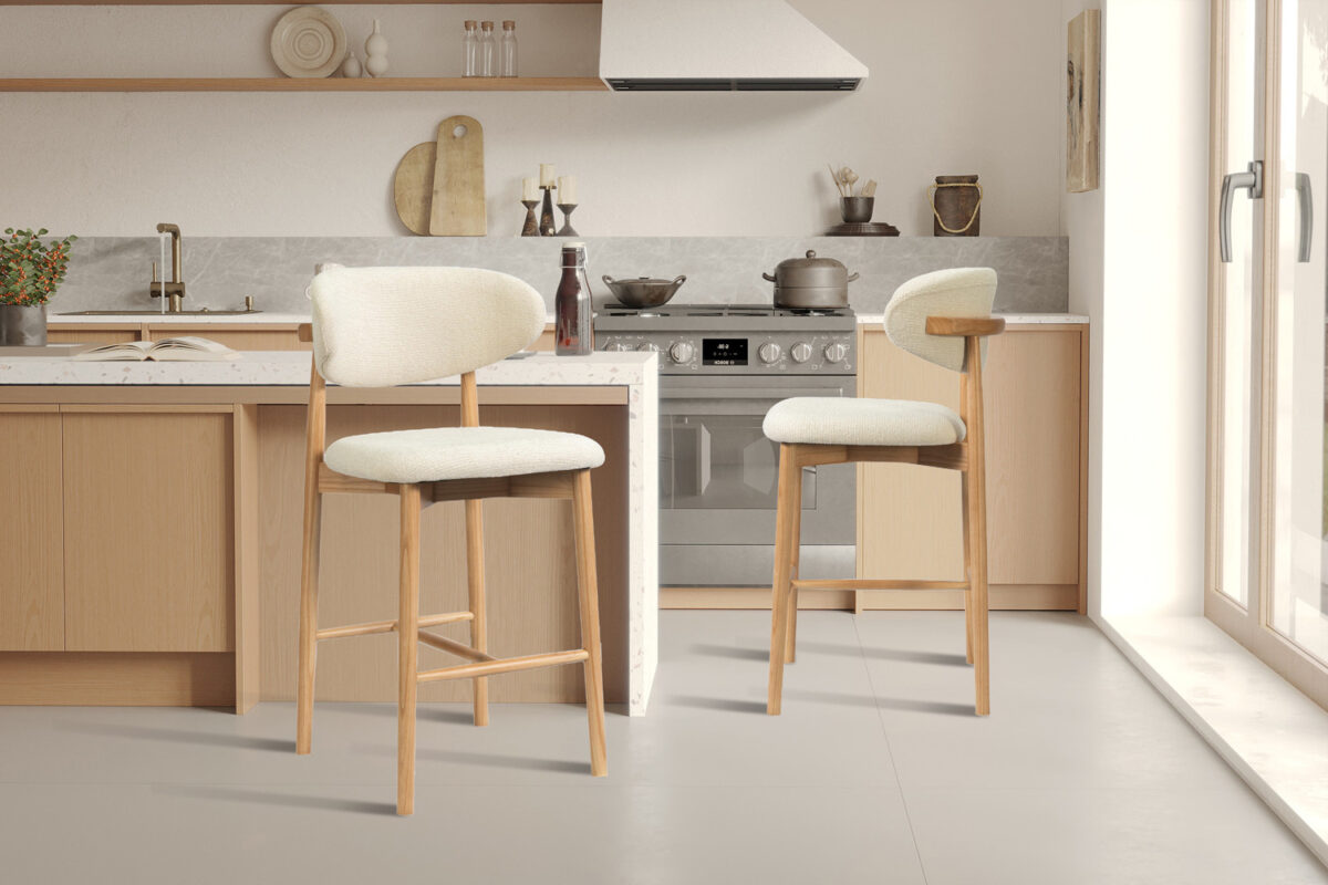 Counterstoel Torino Zonder armleuning naturel beige stof Japandi – foto 3