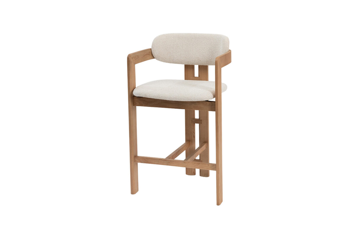 Counterstoel Siena Met armleuning naturel beige stof Japandi – foto 11