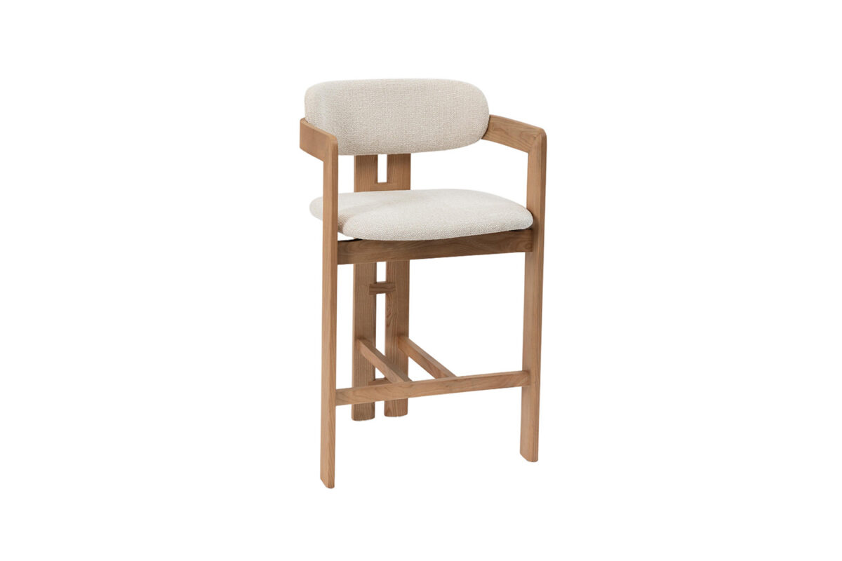 Counterstoel Siena Met armleuning naturel beige stof Japandi – foto 5