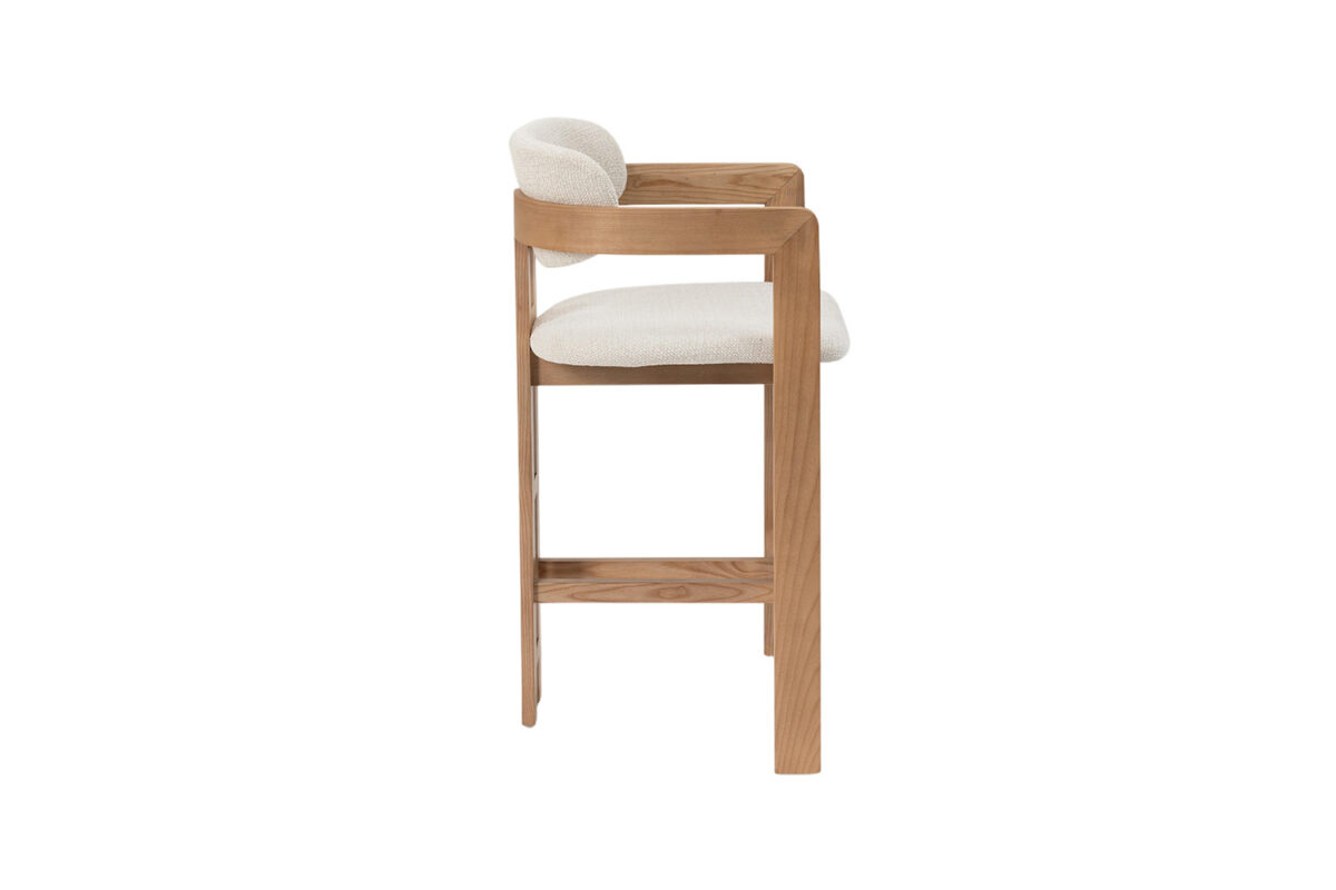 Counterstoel Siena Met armleuning naturel beige stof Japandi – foto 6
