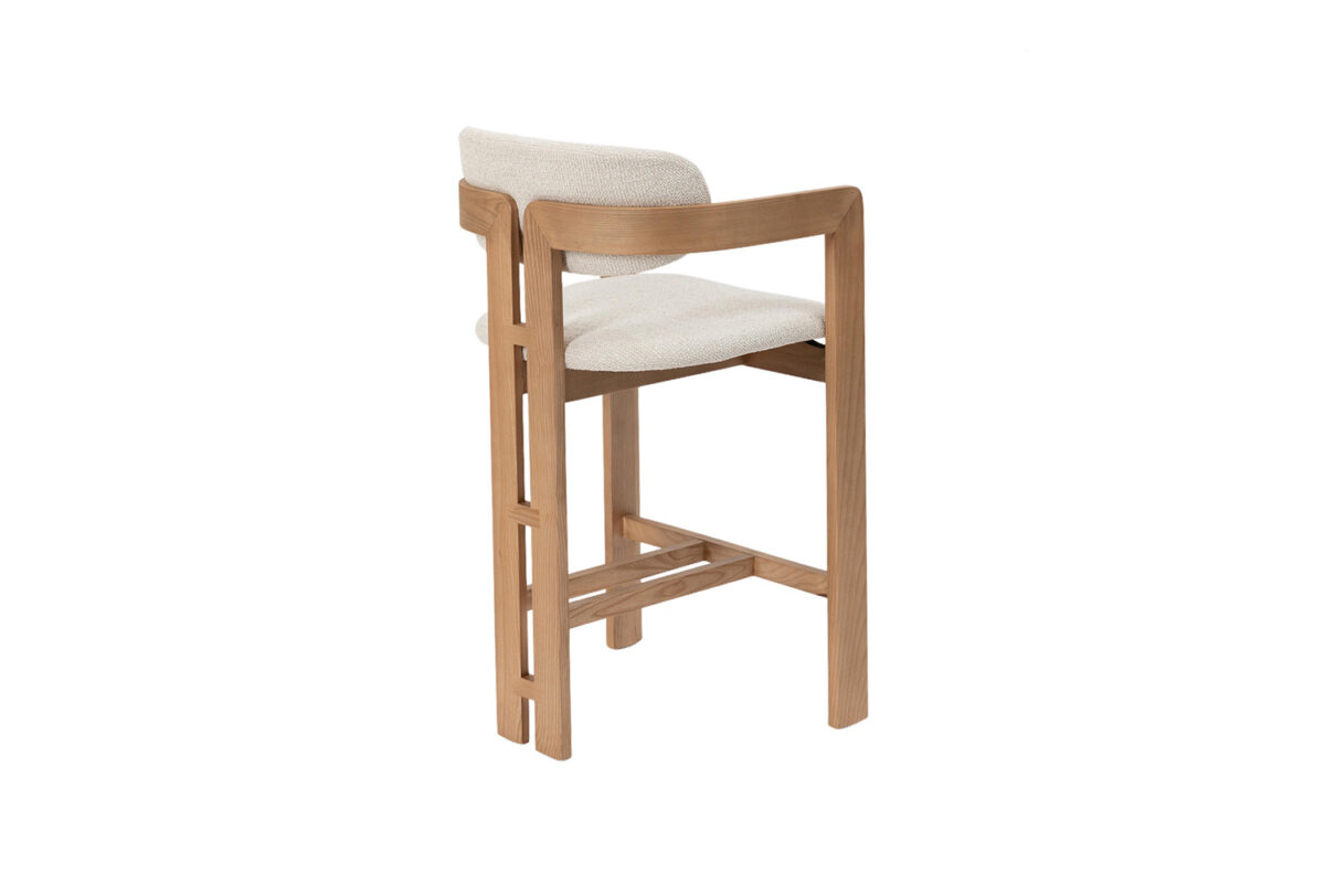 Counterstoel Siena Met armleuning naturel beige stof Japandi – foto 7