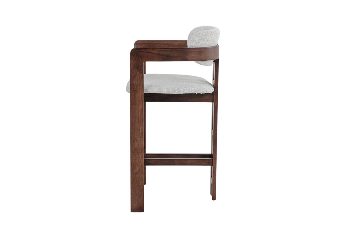 Barstoel Siena Met armleuning walnoot beige stof Japandi – foto 11