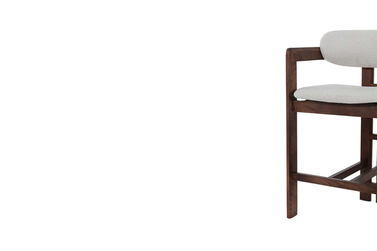 Barstoel Siena Met armleuning walnoot beige stof Japandi – foto 12