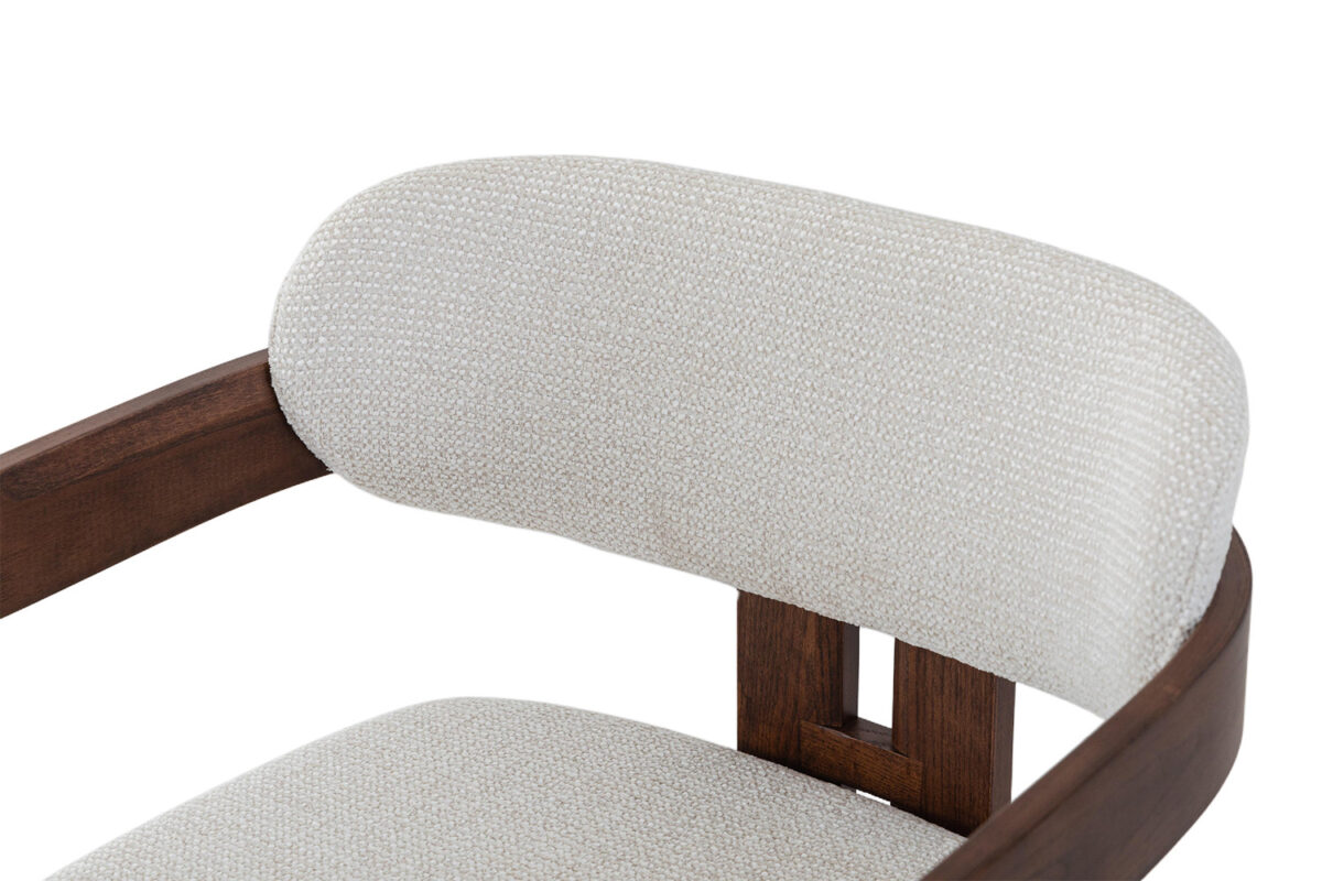 Barstoel Siena Met armleuning walnoot beige stof Japandi – foto 13