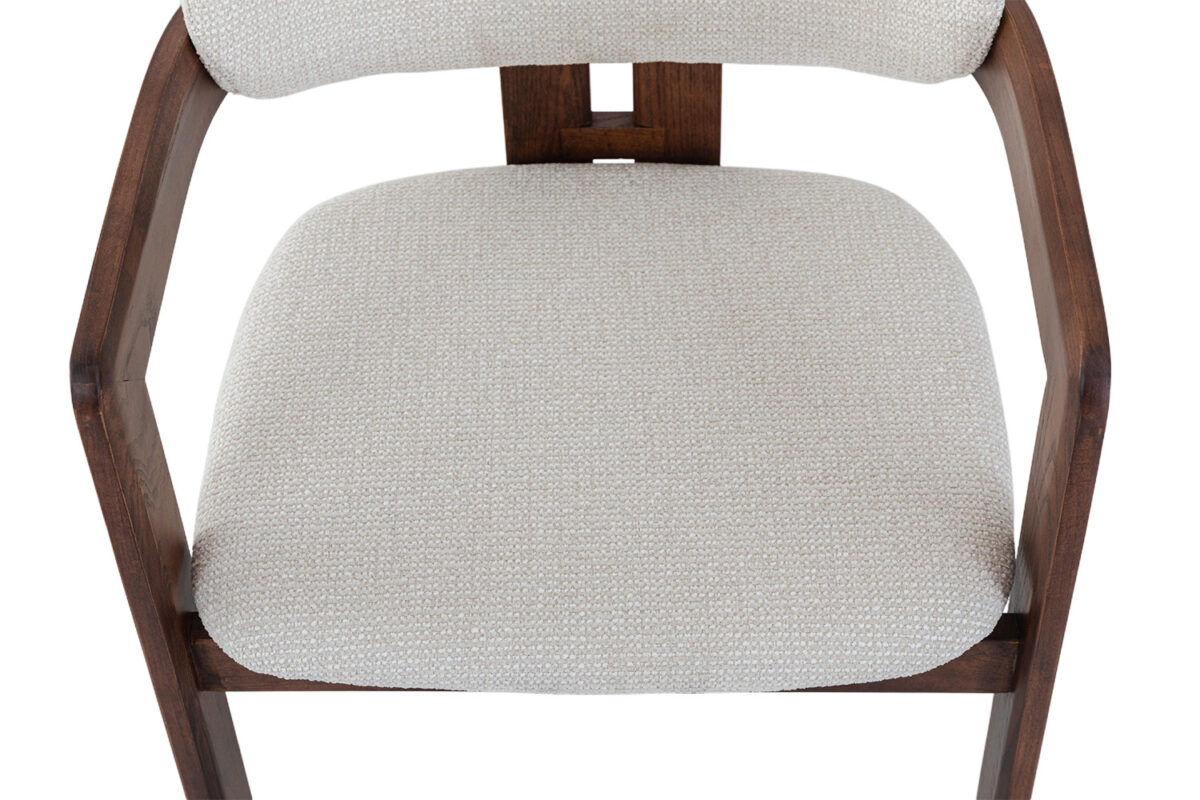 Barstoel Siena Met armleuning walnoot beige stof Japandi – foto 15