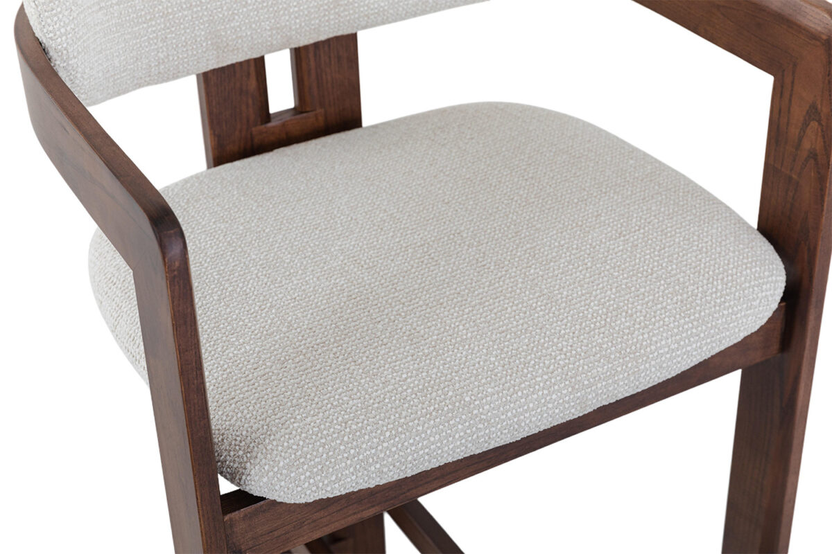 Barstoel Siena Met armleuning walnoot beige stof Japandi – foto 16