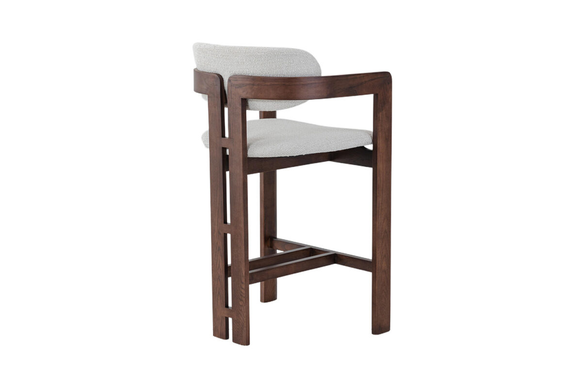Barstoel Siena Met armleuning walnoot beige stof Japandi – foto 7