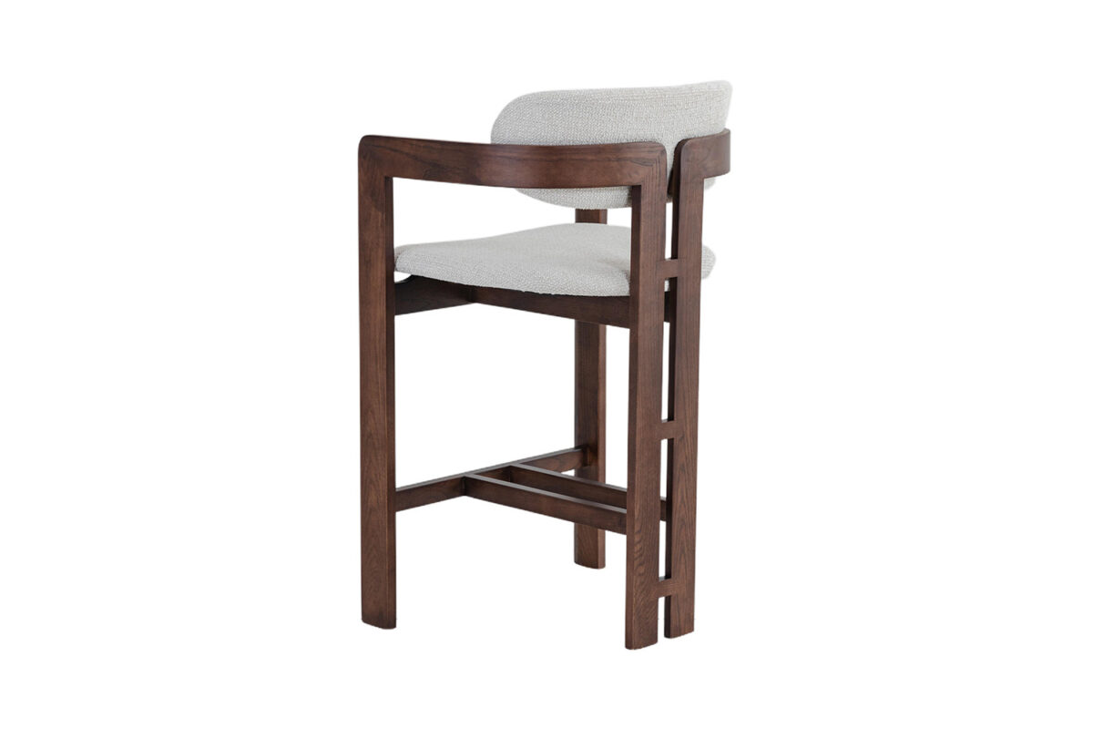 Barstoel Siena Met armleuning walnoot beige stof Japandi – foto 9