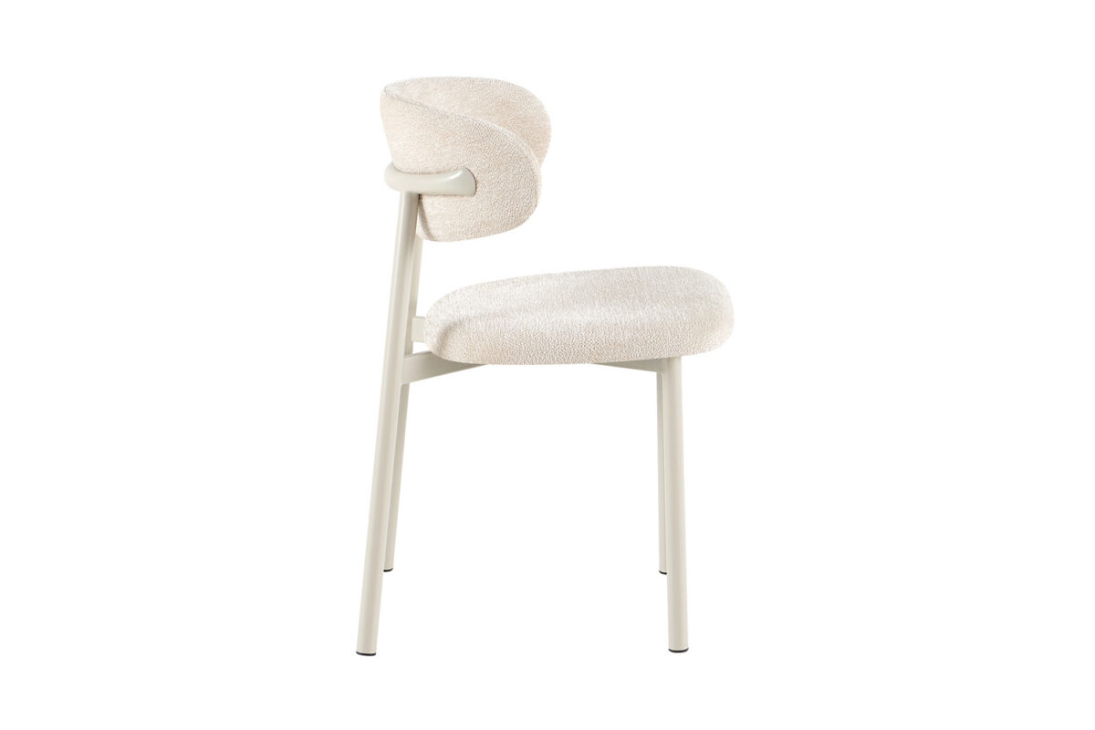 Eetkamerstoel Capri Zonder armleuning grijs beige stof Japandi – foto 6