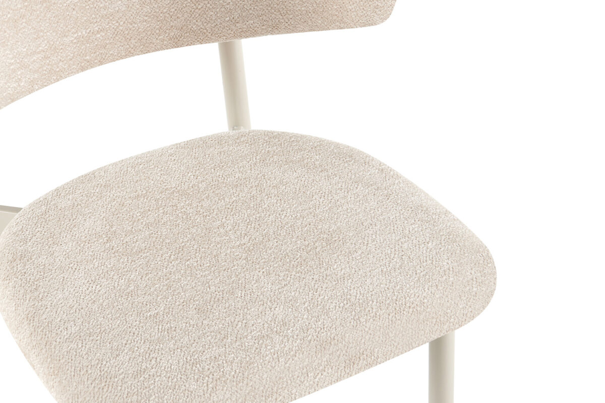 Eetkamerstoel Capri Zonder armleuning grijs beige stof Japandi – foto 8