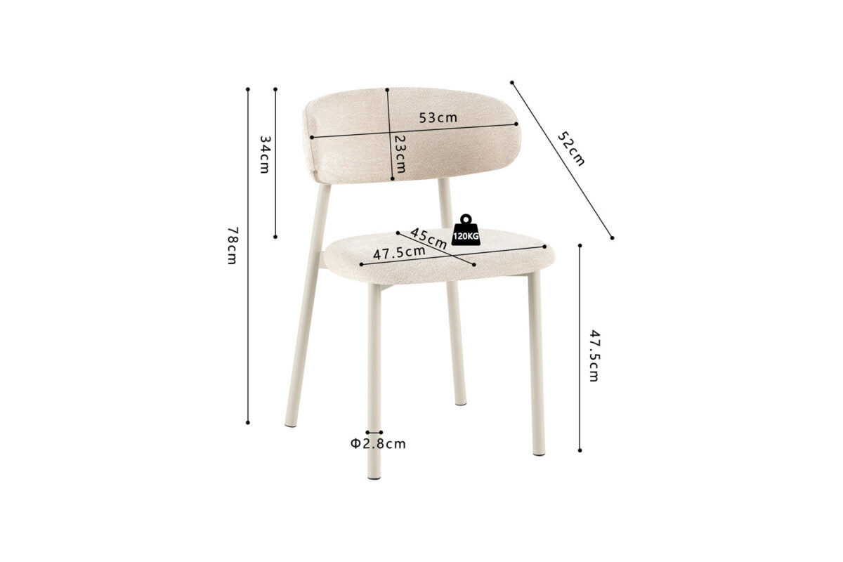 Eetkamerstoel Capri Zonder armleuning grijs beige stof Japandi – foto 10