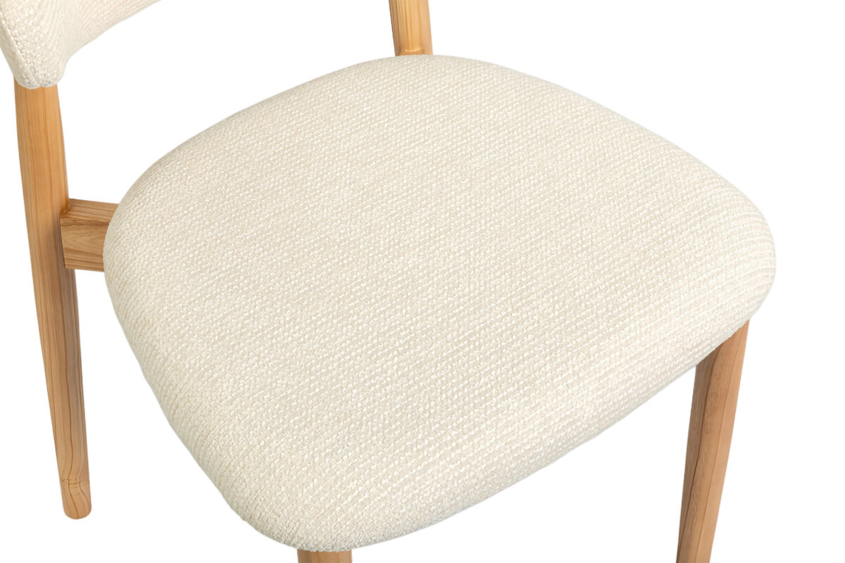 Eetkamerstoel Torino Zonder armleuning naturel beige stof Japandi – foto 11