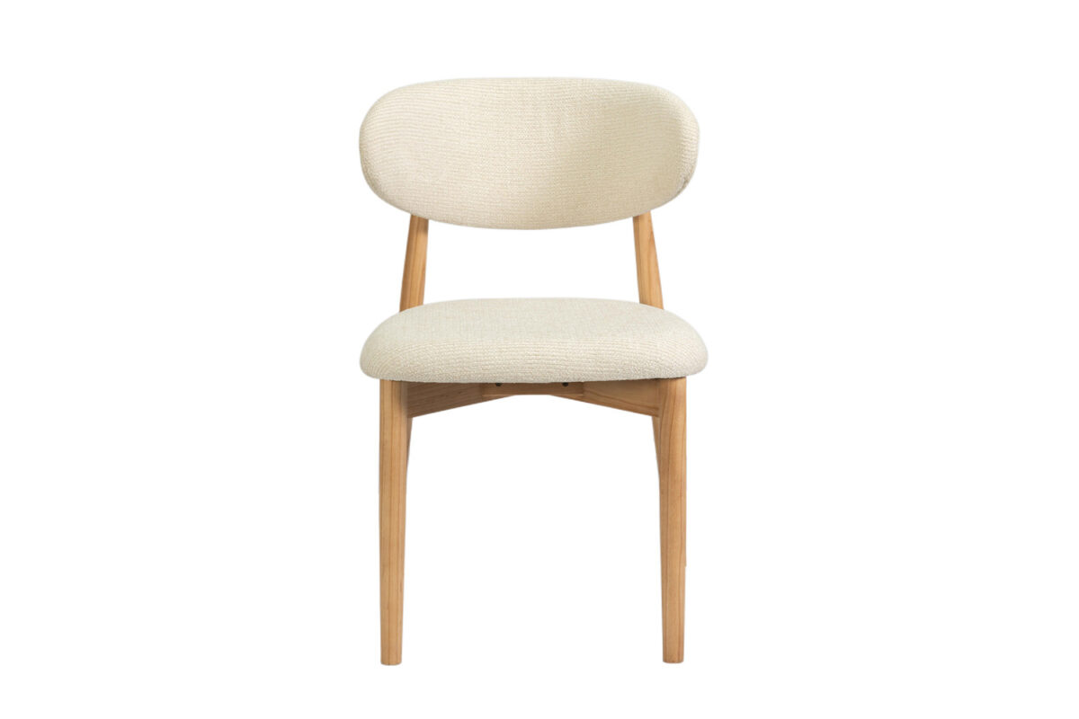Eetkamerstoel Torino Zonder armleuning naturel beige stof Japandi – foto 4