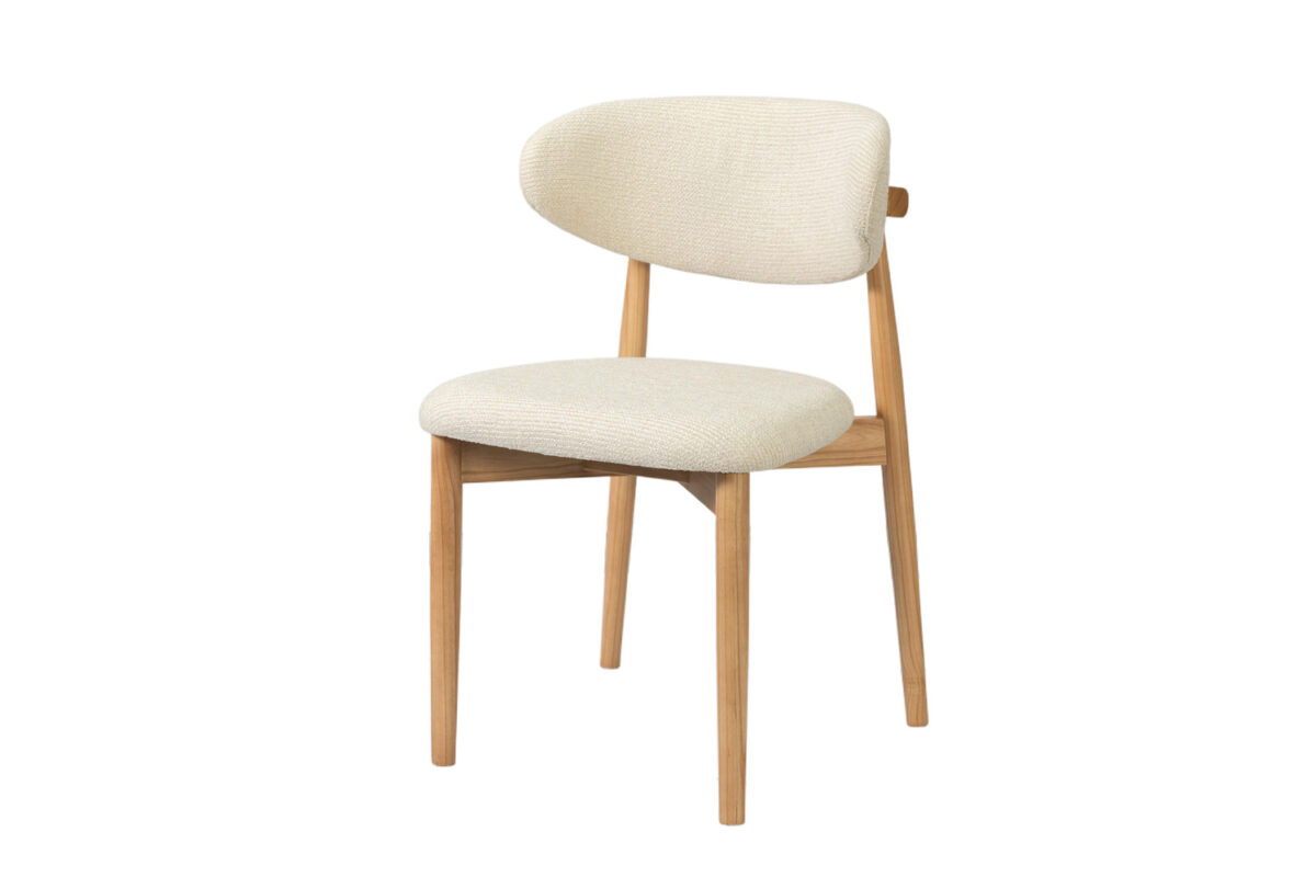 Eetkamerstoel Torino Zonder armleuning naturel beige stof Japandi – foto 5
