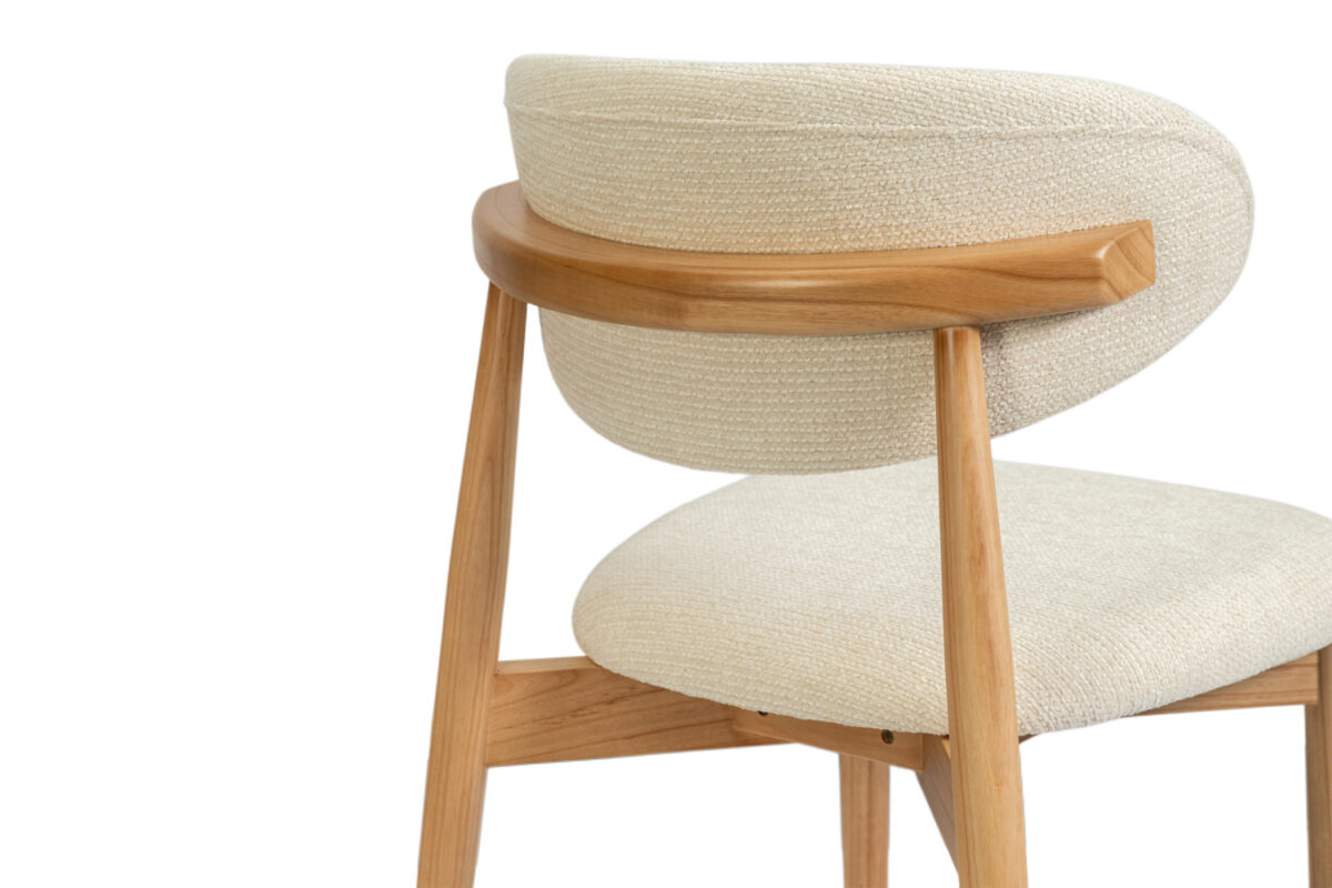 Eetkamerstoel Torino Zonder armleuning naturel beige stof Japandi – foto 10