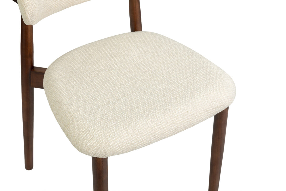 Eetkamerstoel Torino Zonder armleuning walnoot beige stof Japandi – foto 10