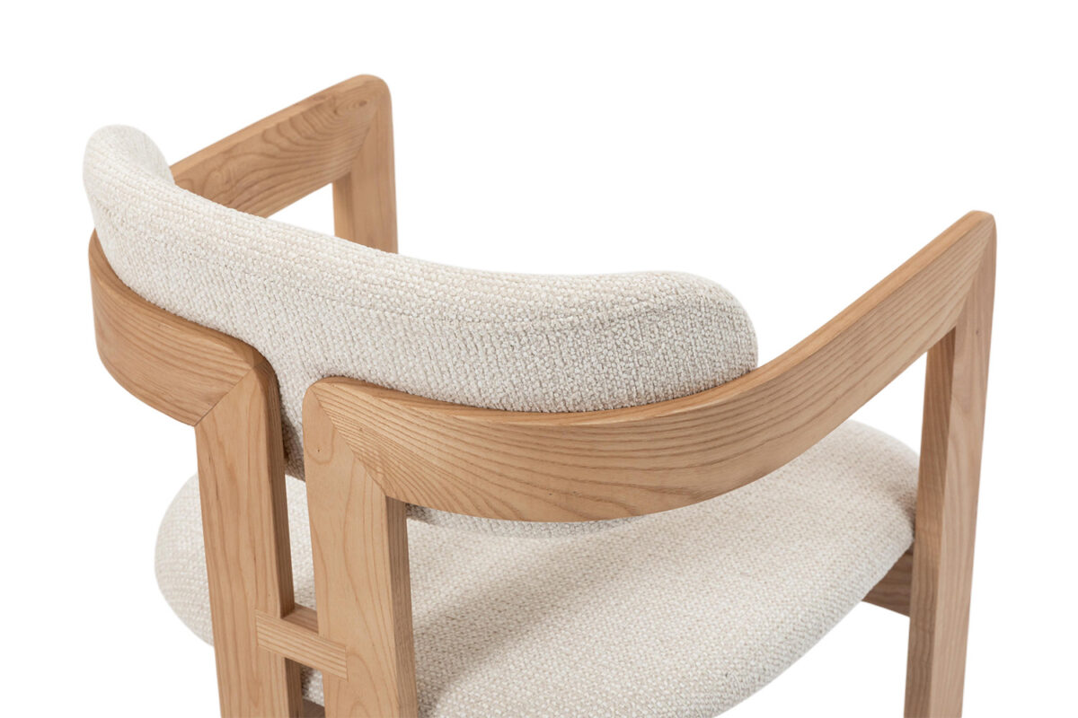 Eetkamerstoel Siena Met armleuning naturel beige stof Japandi – foto 15