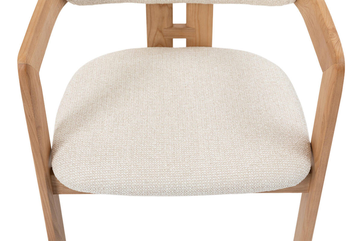Eetkamerstoel Siena Met armleuning naturel beige stof Japandi – foto 17