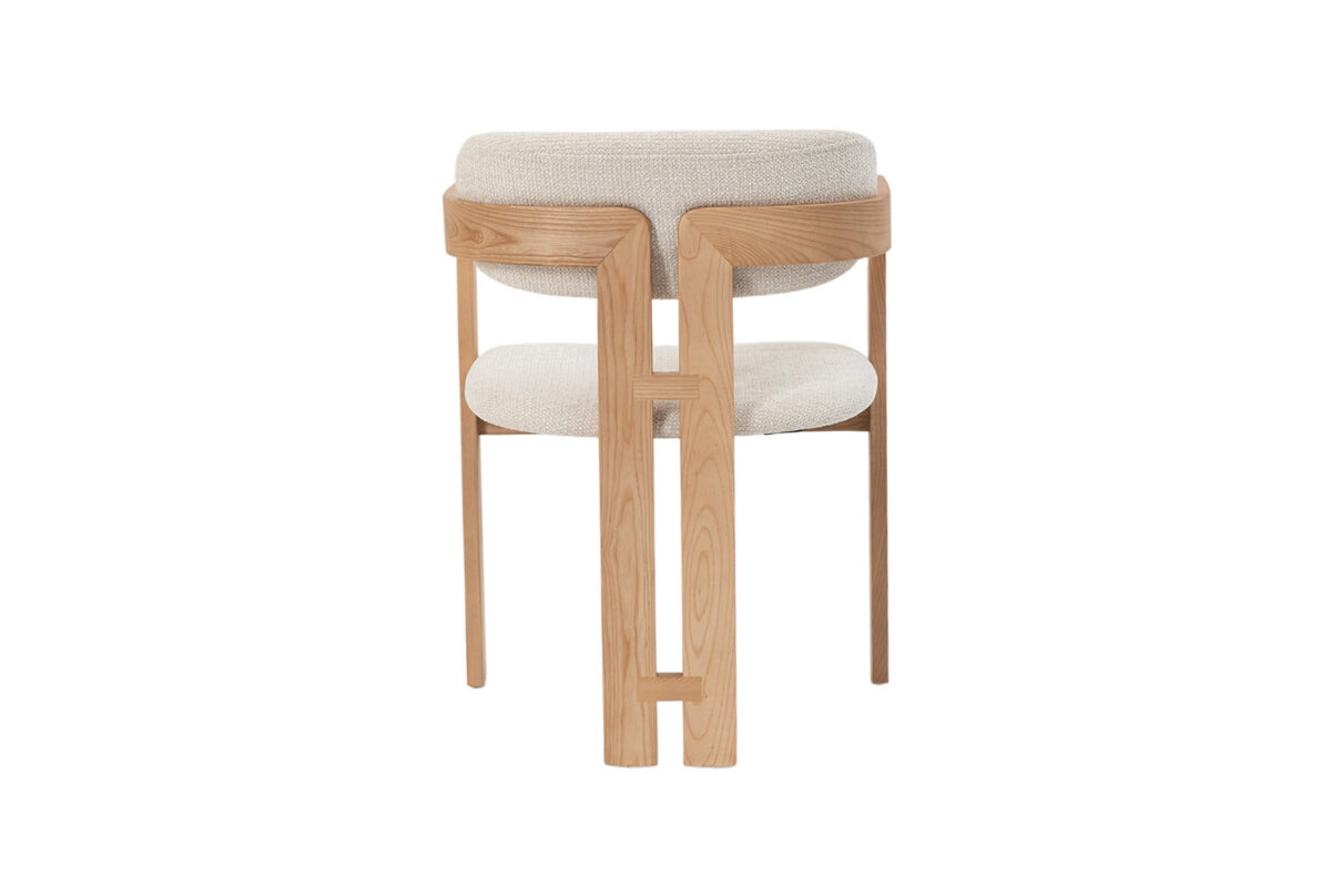 Eetkamerstoel Siena Met armleuning naturel beige stof Japandi – foto 9