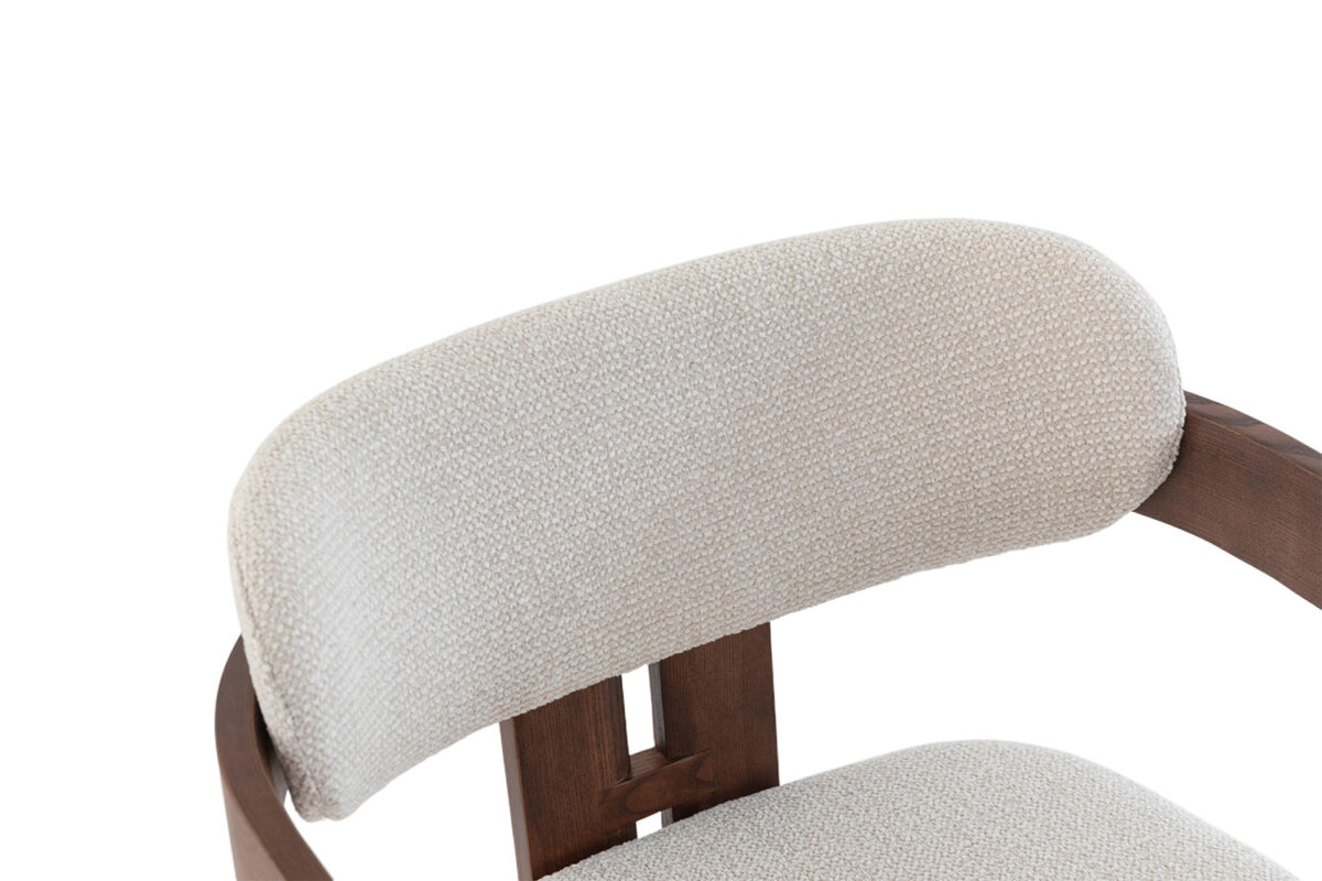 Eetkamerstoel Siena Met armleuning walnoot beige stof Japandi – foto 12