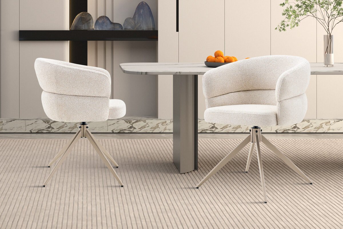 Draaibare eetkamerstoel Sanremo Met armleuning beige Japandi