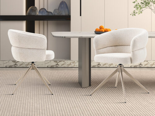 Draaibare eetkamerstoel Sanremo Met armleuning beige Japandi