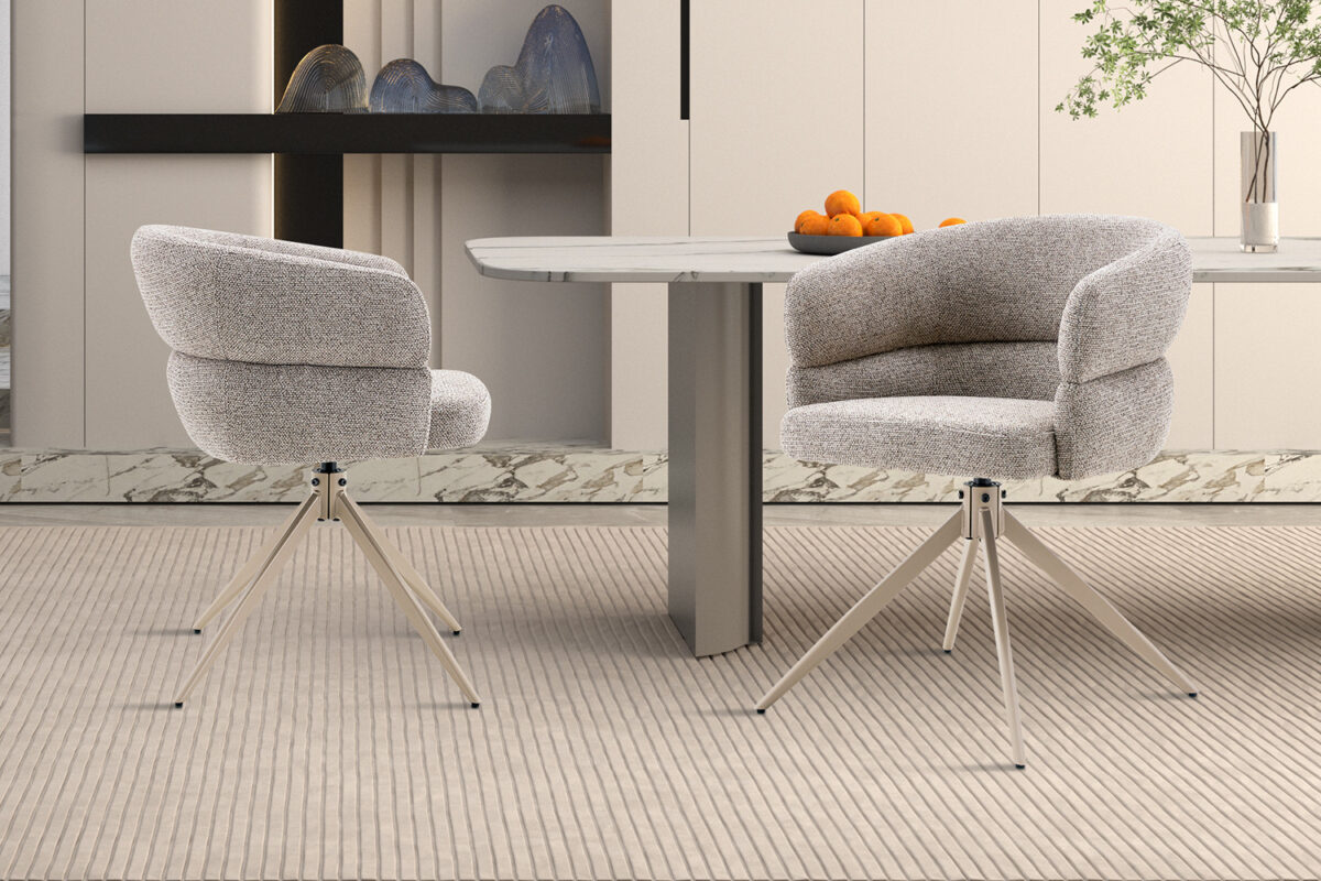 Draaibare eetkamerstoel Sanremo Met armleuning peper beige poot