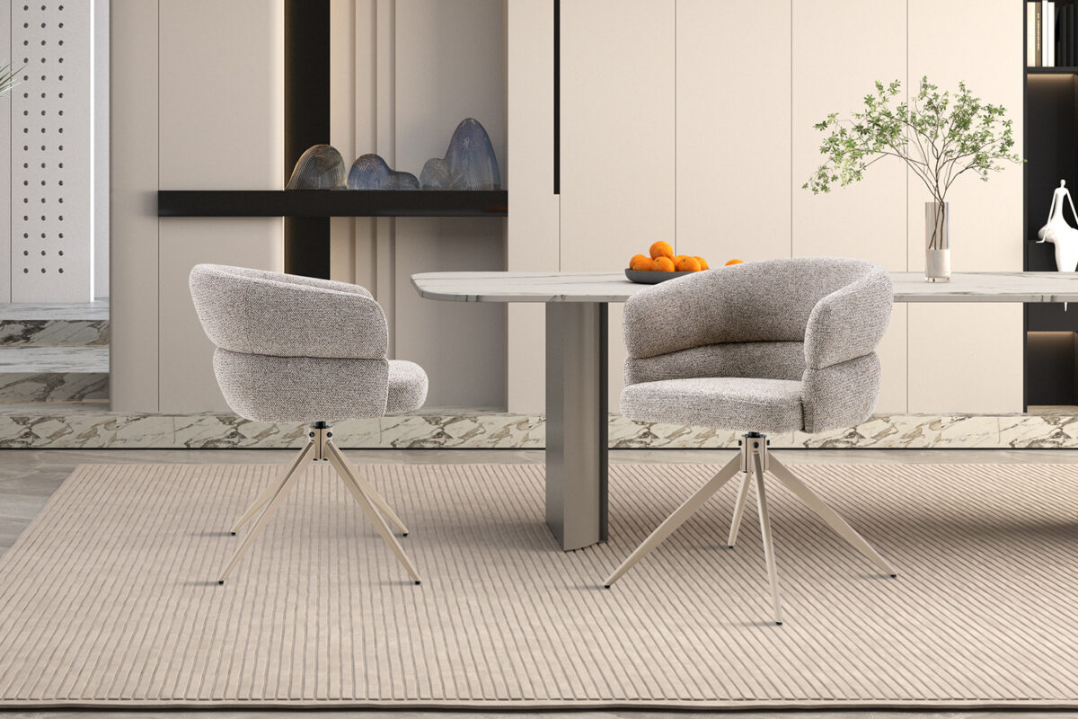 Draaibare eetkamerstoel Sanremo Met armleuning peper beige poot – foto 2